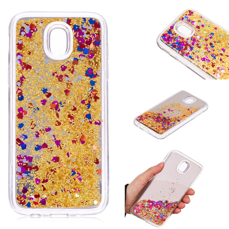 Floating Glitter Sequins Quicksand Mirror Surface TPU Case for Samsung Galaxy J5 (2017) EU Version / J5 Pro (2017) - Gold-1