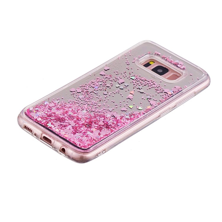 Dynamic Glitter Sequins Quicksand Mirror Surface TPU Case Cover for Samsung Galaxy S8 SM-G950 - Pink-3