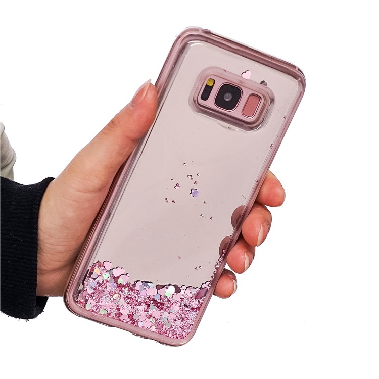 Dynamic Glitter Sequins Quicksand Mirror Surface TPU Case Cover for Samsung Galaxy S8 SM-G950 - Pink-5