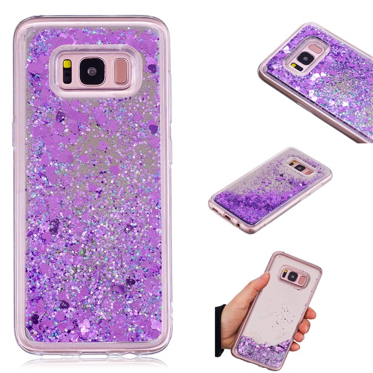 Dynamic Glitter Sequins Quicksand Mirror Surface TPU Cover for Samsung Galaxy S8 SM-G950 - Purple-1