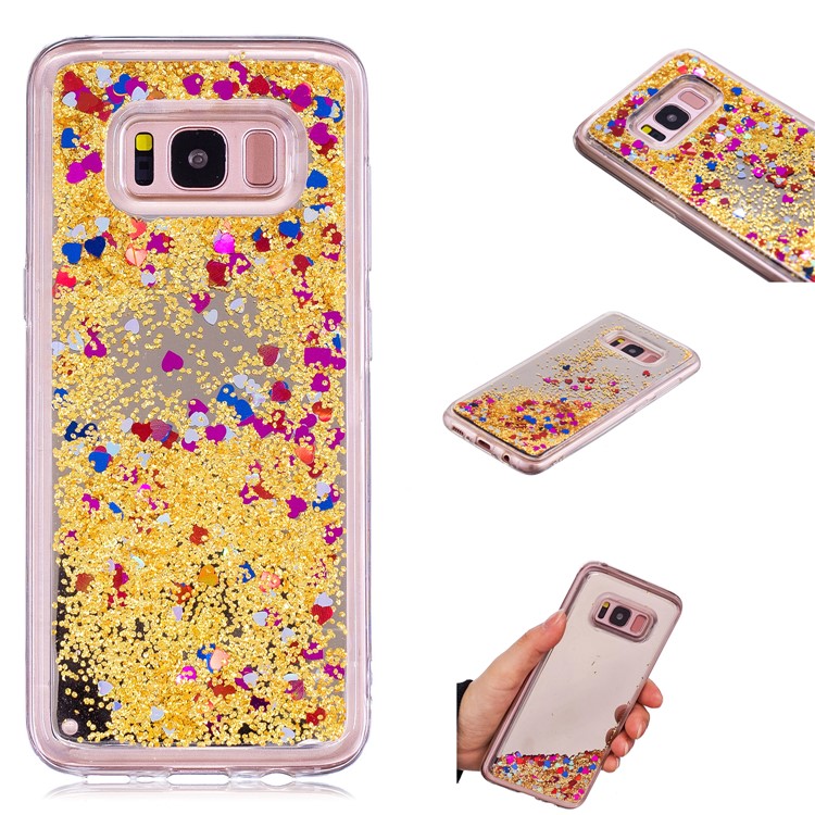 Dynamic Glitter Sequins Quicksand Mirror Surface TPU Back Phone Casing for Samsung Galaxy S8 SM-G950 - Gold-1