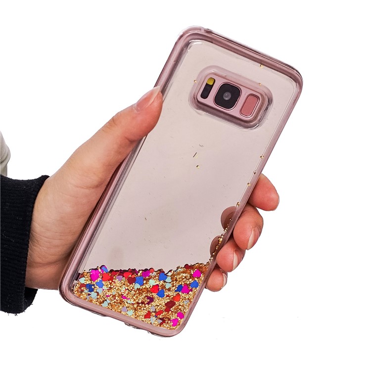 Dynamic Glitter Sequins Quicksand Mirror Surface TPU Back Phone Casing for Samsung Galaxy S8 SM-G950 - Gold-5