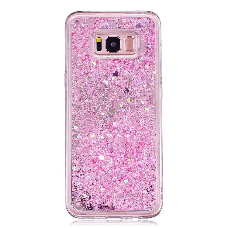 Floating Glitter Sequins Quicksand Mirror Surface TPU Cell Phone Case for Samsung Galaxy S8 Plus SM-G955 - Pink-2