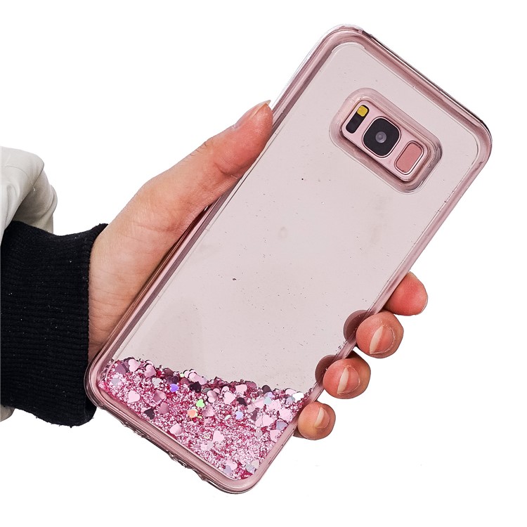 Floating Glitter Sequins Quicksand Mirror Surface TPU Cell Phone Case for Samsung Galaxy S8 Plus SM-G955 - Pink-5