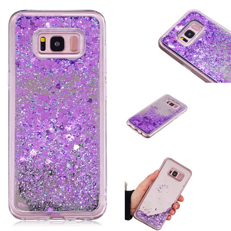 Floating Glitter Sequins Quicksand Mirror Surface TPU Cell Phone Cover for Samsung Galaxy S8 Plus SM-G955 - Purple-1