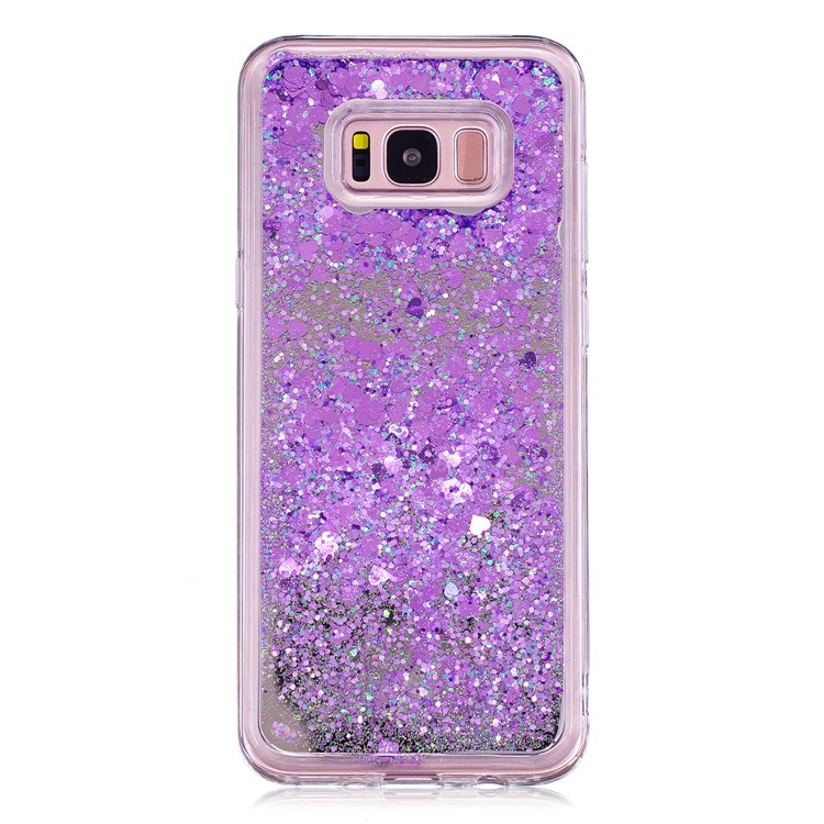 Floating Glitter Sequins Quicksand Mirror Surface TPU Cell Phone Cover for Samsung Galaxy S8 Plus SM-G955 - Purple-2