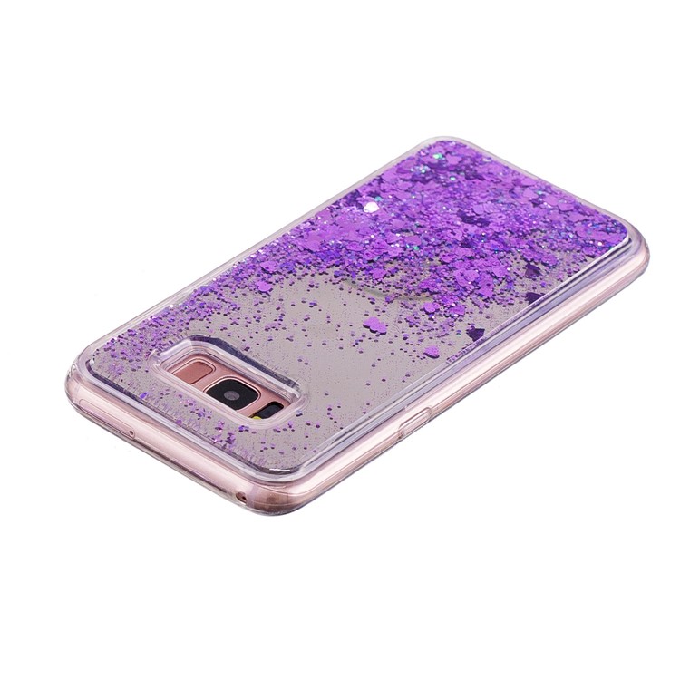Floating Glitter Sequins Quicksand Mirror Surface TPU Cell Phone Cover for Samsung Galaxy S8 Plus SM-G955 - Purple-4