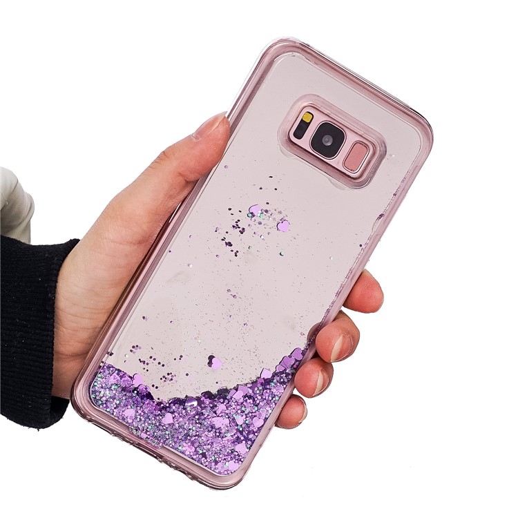Floating Glitter Sequins Quicksand Mirror Surface TPU Cell Phone Cover for Samsung Galaxy S8 Plus SM-G955 - Purple-5