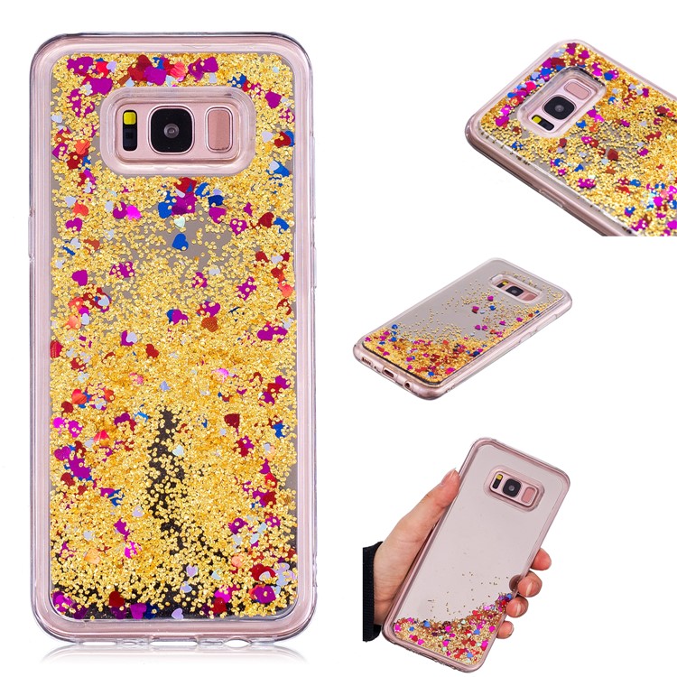 Dynamic Glitter Sequins Quicksand Mirror Surface TPU Protection Case for Samsung Galaxy S8 Plus SM-G955 - Gold-1