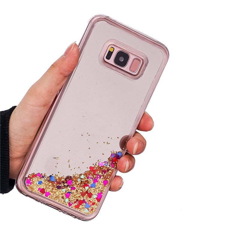 Dynamic Glitter Sequins Quicksand Mirror Surface TPU Protection Case for Samsung Galaxy S8 Plus SM-G955 - Gold-6