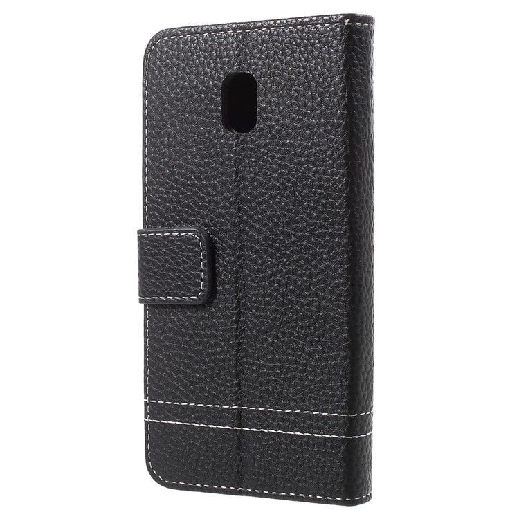 Litchi Texture Wallet Stand Leather Phone Case for Samsung Galaxy J3 (2017) EU Version/J3 Pro (2017) - Black-3