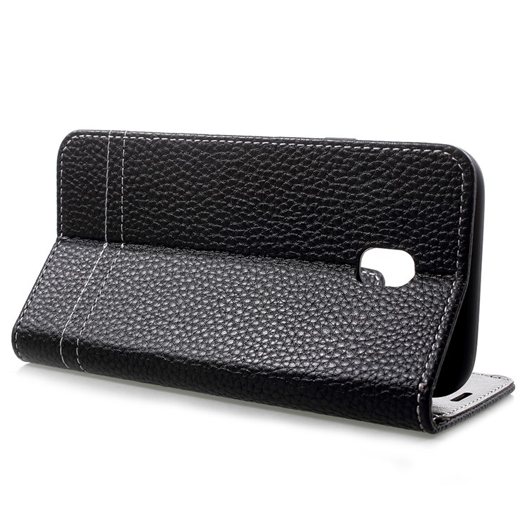 Litchi Texture Wallet Stand Leather Phone Case for Samsung Galaxy J3 (2017) EU Version/J3 Pro (2017) - Black-4