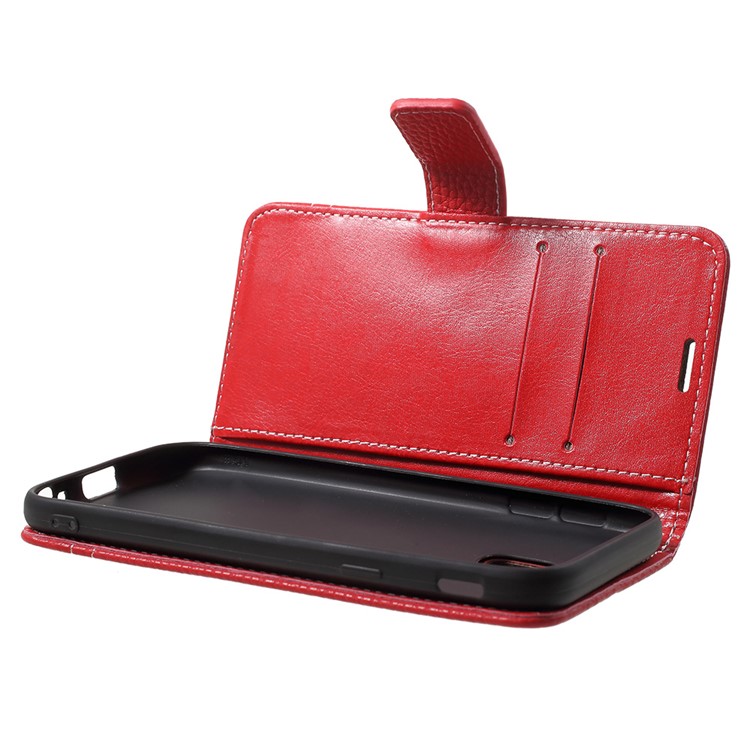 Litchi Texture Wallet Stand Leather Phone Cover for Samsung Galaxy J3 (2017) EU Version/J3 Pro (2017) - Red-5
