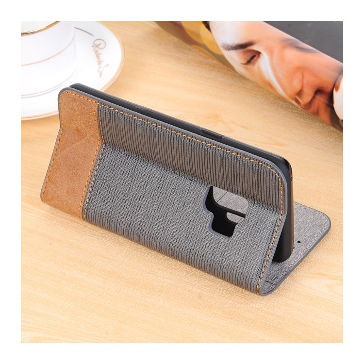 Toothpick Texture PU Leather Flip Stand Wallet Phone Case for Samsung Galaxy S9 SM-G960 - Grey-3