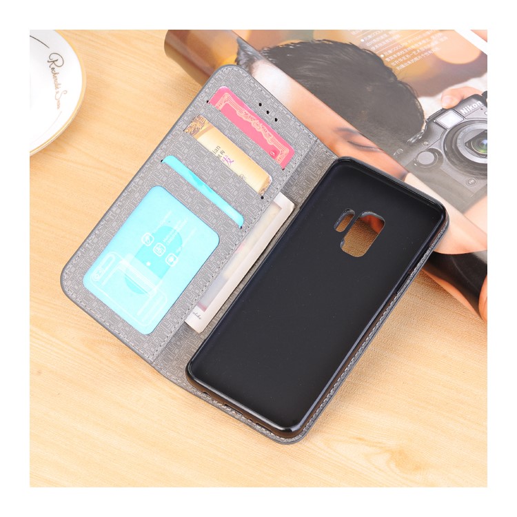 Toothpick Texture PU Leather Flip Stand Wallet Phone Case for Samsung Galaxy S9 SM-G960 - Grey-4