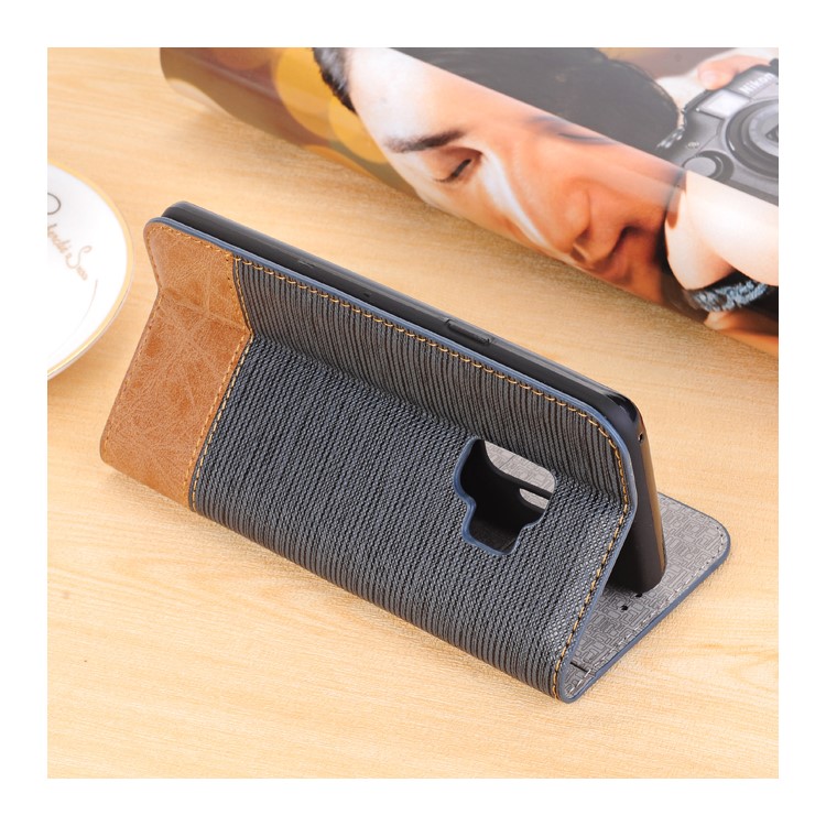 Toothpick Texture PU Leather Flip Stand Wallet Phone Cover for Samsung Galaxy S9 SM-G960 - Blue-3