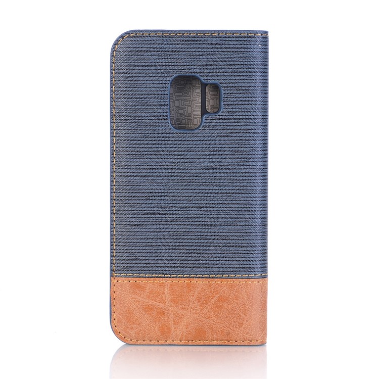 Toothpick Texture PU Leather Flip Stand Wallet Phone Cover for Samsung Galaxy S9 SM-G960 - Blue-4