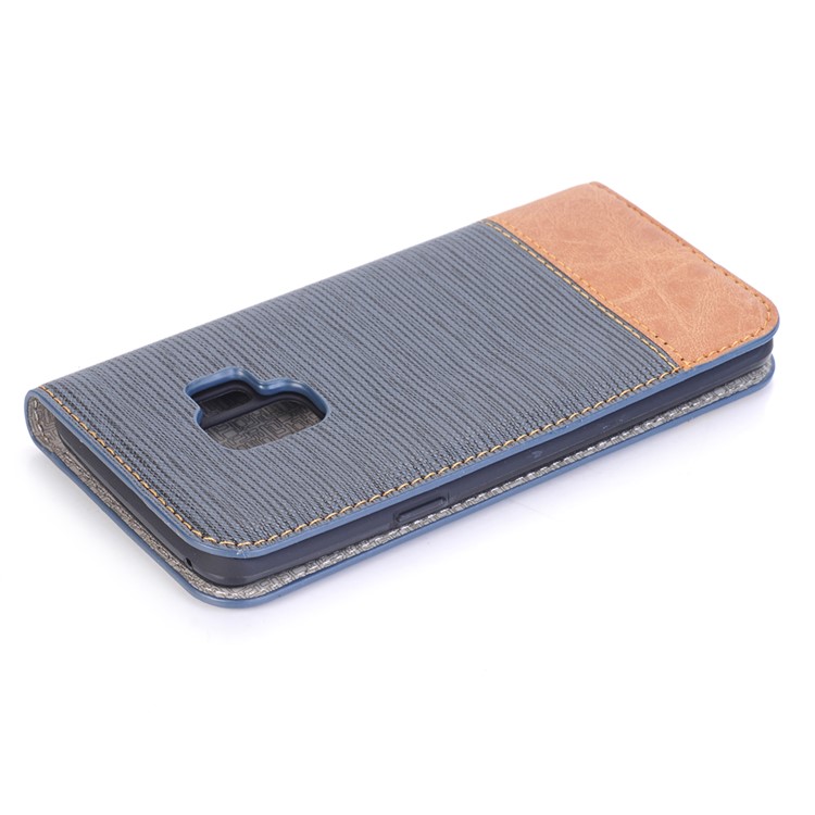 Toothpick Texture PU Leather Flip Stand Wallet Phone Cover for Samsung Galaxy S9 SM-G960 - Blue-6