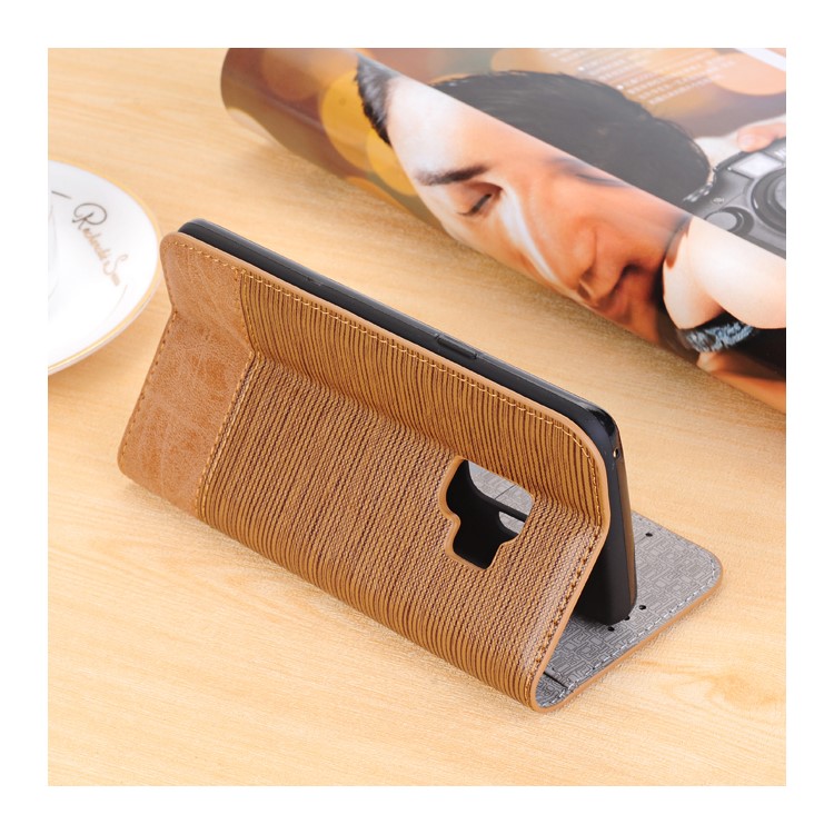 Toothpick Texture PU Leather Flip Wallet Stand Case Cover for Samsung Galaxy S9 SM-G960 - Brown-3