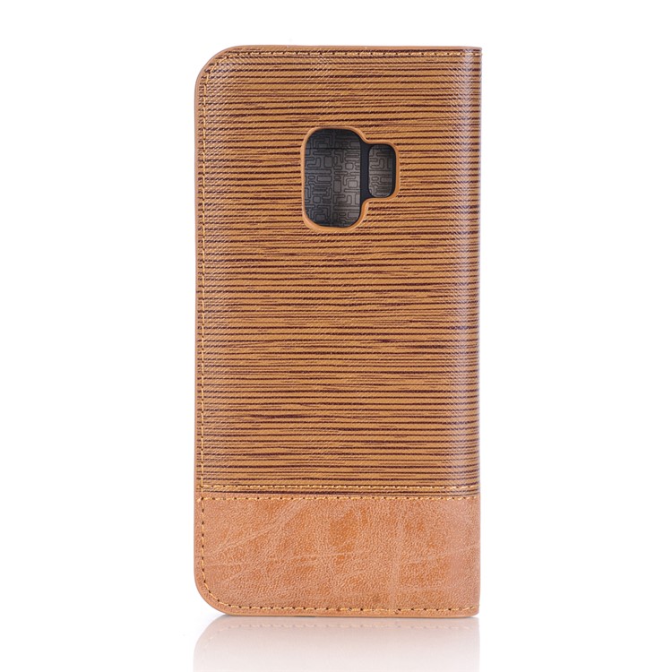 Toothpick Texture PU Leather Flip Wallet Stand Case Cover for Samsung Galaxy S9 SM-G960 - Brown-4