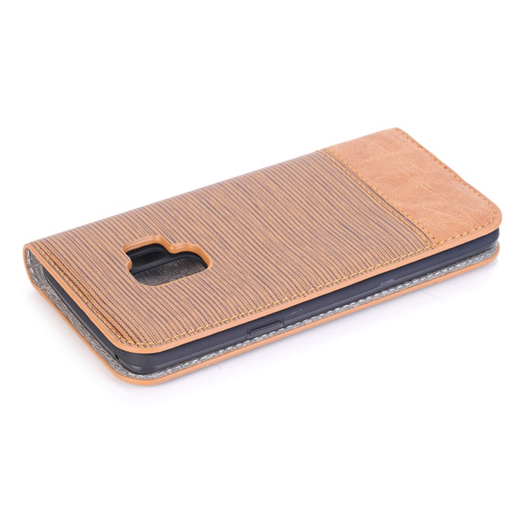 Toothpick Texture PU Leather Flip Wallet Stand Case Cover for Samsung Galaxy S9 SM-G960 - Brown-6