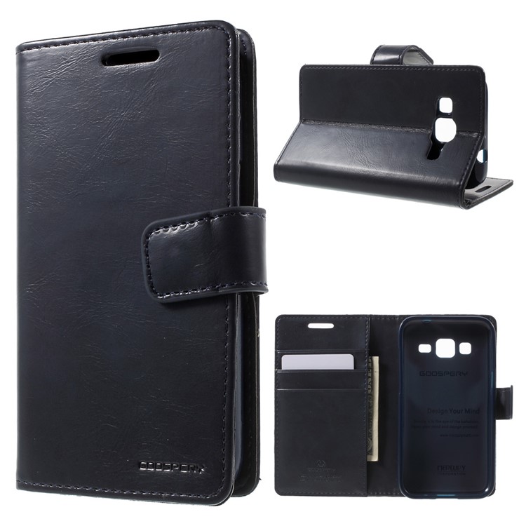 

MERCURY GOOSPERY Blue Moon Leather Cover for Samsung Galaxy Core Prime SM-G360 - Dark Blue