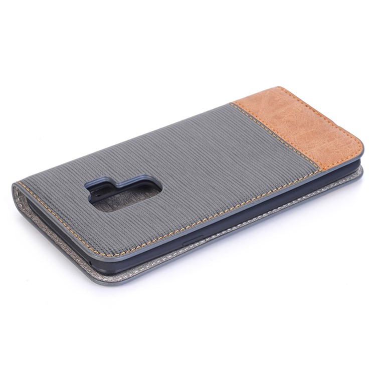 Toothpick Texture Flip Leather Wallet Case with Stand for Samsung Galaxy S9+ SM-G965 - Grey-6