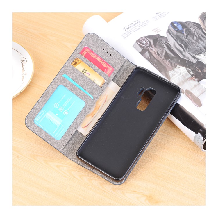Toothpick Texture Flip Leather Wallet Cover with Stand for Samsung Galaxy S9 Plus SM-G965 - Dark Blue-4