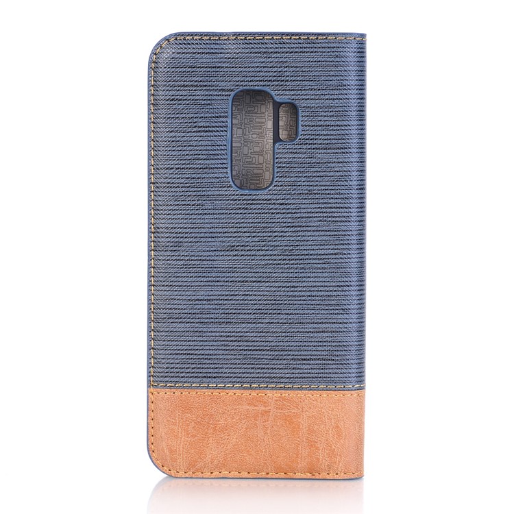 Toothpick Texture Flip Leather Wallet Cover with Stand for Samsung Galaxy S9 Plus SM-G965 - Dark Blue-5
