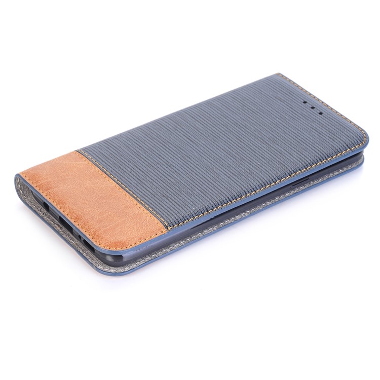 Toothpick Texture Flip Leather Wallet Cover with Stand for Samsung Galaxy S9 Plus SM-G965 - Dark Blue-6