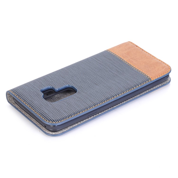 Toothpick Texture Flip Leather Wallet Cover with Stand for Samsung Galaxy S9 Plus SM-G965 - Dark Blue-7