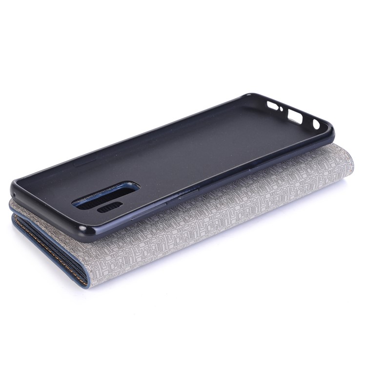 Toothpick Texture Flip Leather Wallet Cover with Stand for Samsung Galaxy S9 Plus SM-G965 - Dark Blue-8