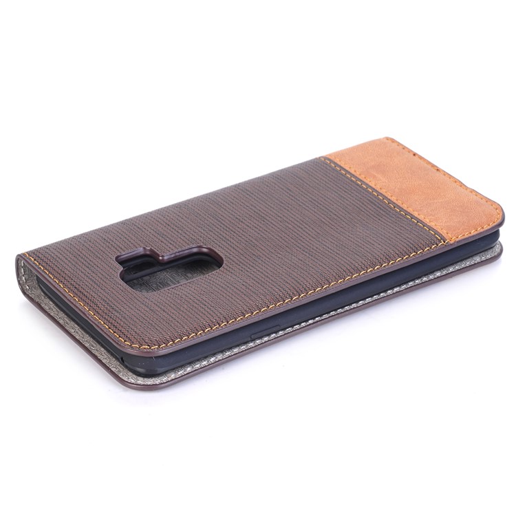 Toothpick Texture Flip Leather Wallet Shell with Stand for Samsung Galaxy S9+ SM-G965 - Coffee-6