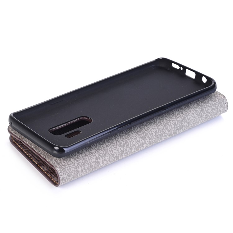 Toothpick Texture Flip Leather Wallet Shell with Stand for Samsung Galaxy S9+ SM-G965 - Coffee-7