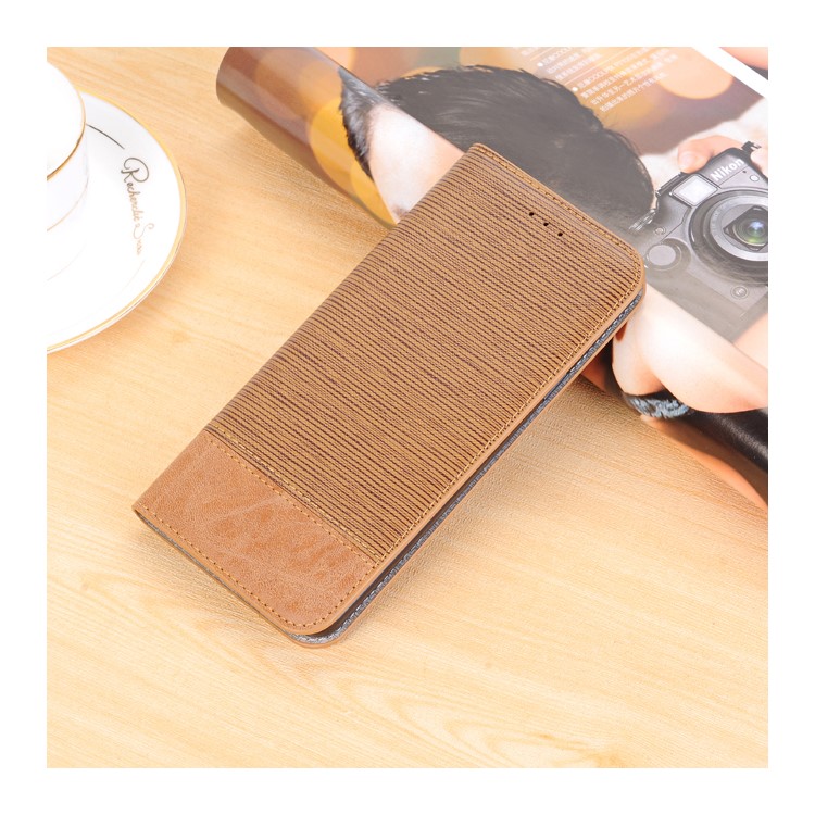 Toothpick Texture Flip Leather Wallet Casing with Stand for Samsung Galaxy S9+ SM-G965 - Brown-2