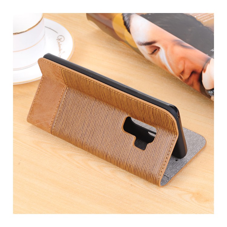 Toothpick Texture Flip Leather Wallet Casing with Stand for Samsung Galaxy S9+ SM-G965 - Brown-3