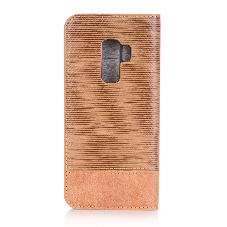 Toothpick Texture Flip Leather Wallet Casing with Stand for Samsung Galaxy S9+ SM-G965 - Brown-4