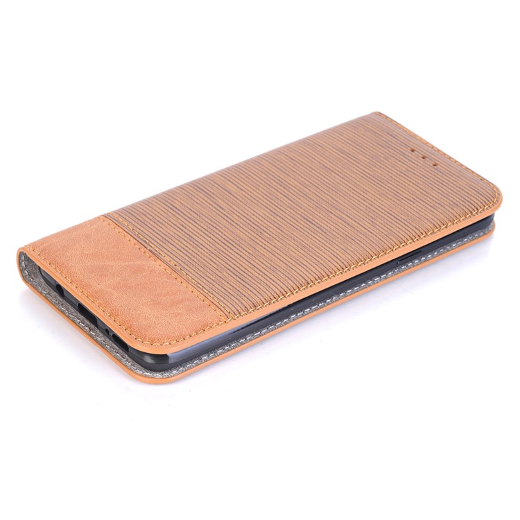 Toothpick Texture Flip Leather Wallet Casing with Stand for Samsung Galaxy S9+ SM-G965 - Brown-5