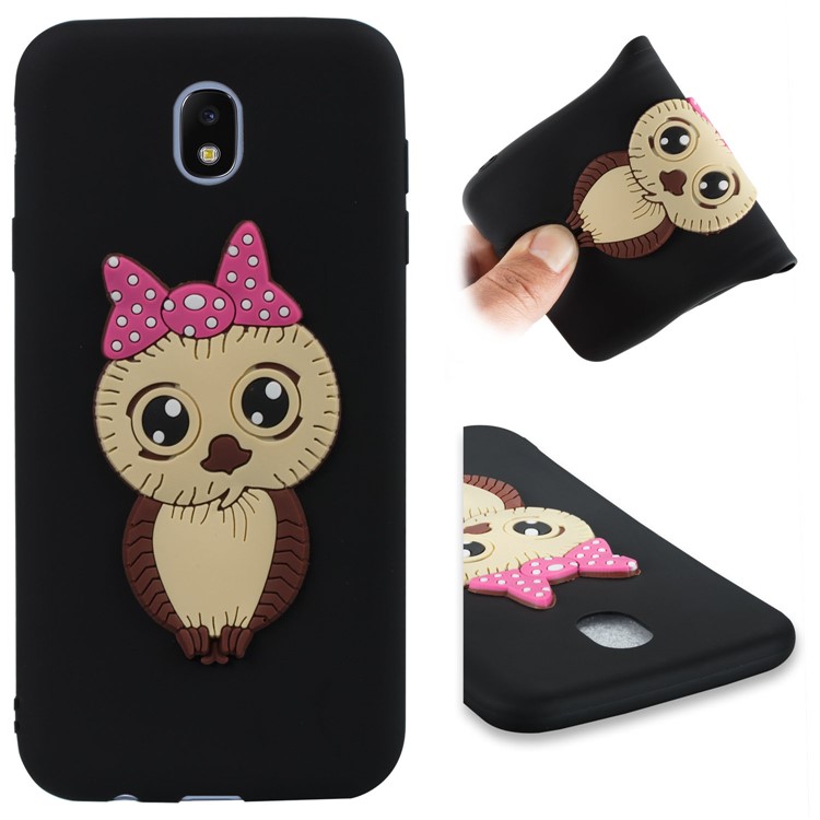 Cute 3D Owl with Bowknot Pattern TPU Case for Samsung Galaxy J7 Pro (2017) / J7 (2017) EU Version - Black-1