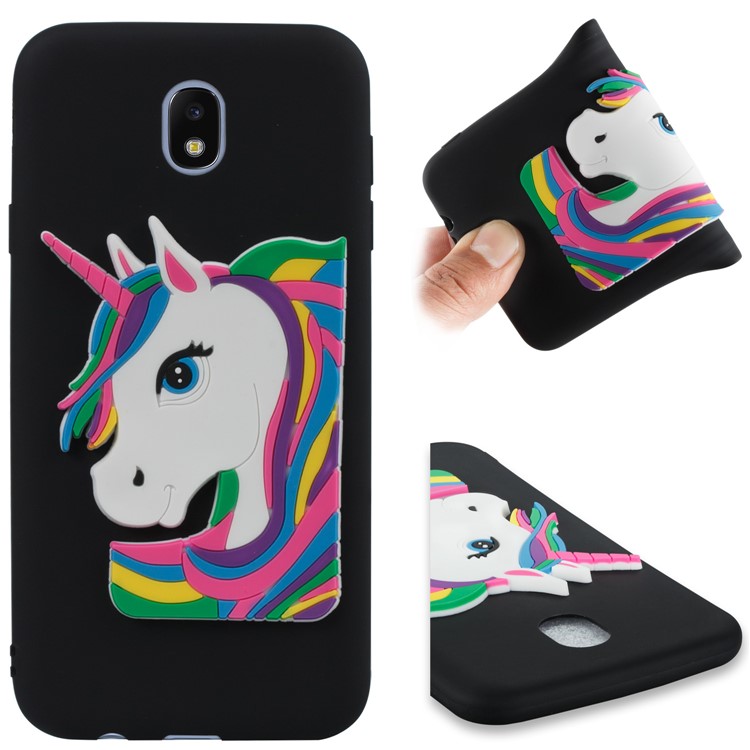 Lovely 3D Unicorn Pattern TPU Case for Samsung Galaxy J7 Pro (2017) / J7 (2017) EU Version - Black-1