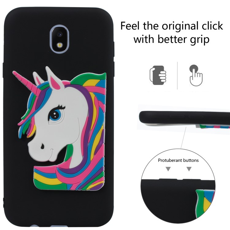 Lovely 3D Unicorn Pattern TPU Case for Samsung Galaxy J7 Pro (2017) / J7 (2017) EU Version - Black-3