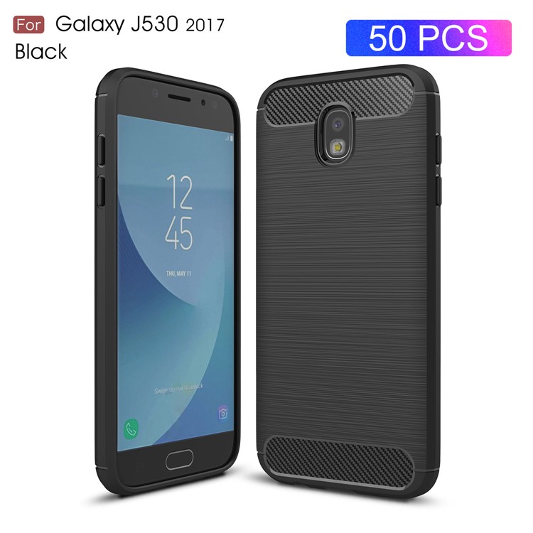 50Pcs/Set Carbon Fibre Brushed TPU Cases for Samsung Galaxy J5 (2017) EU Version - Black-1
