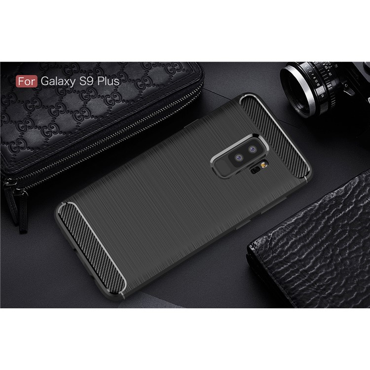 50PCS/Lot Carbon Fibre Brushed TPU Case for Samsung Galaxy S9+ SM-G965 - Black-10