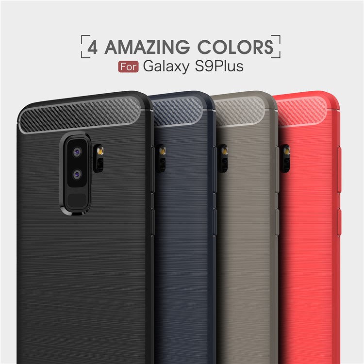 50PCS/Lot Carbon Fibre Brushed TPU Case for Samsung Galaxy S9+ SM-G965 - Black-11