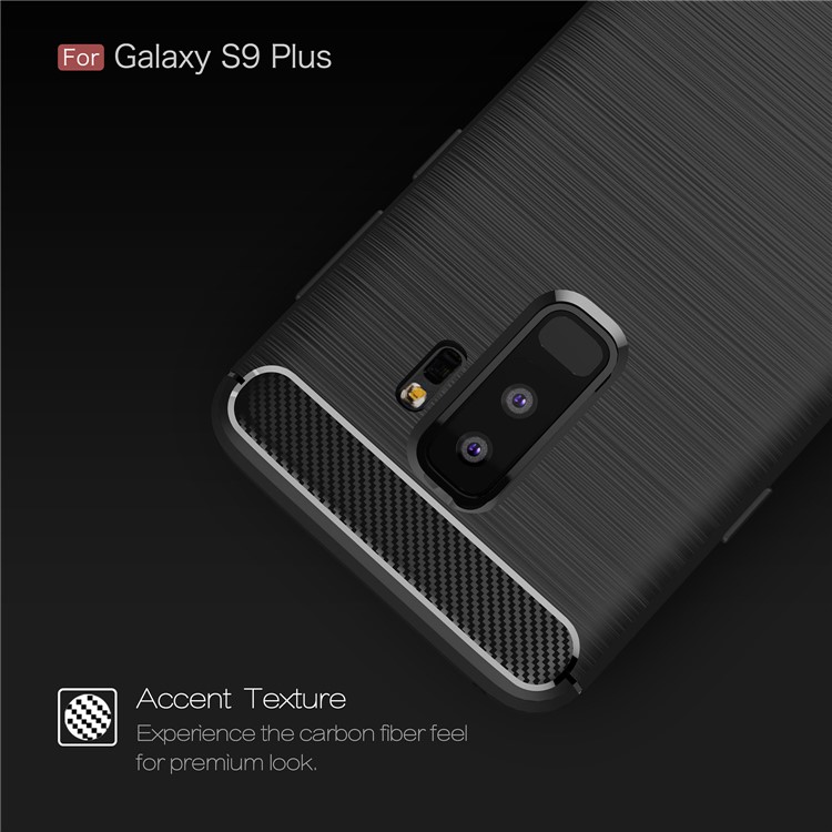 50PCS/Lot Carbon Fibre Brushed TPU Case for Samsung Galaxy S9+ SM-G965 - Black-4