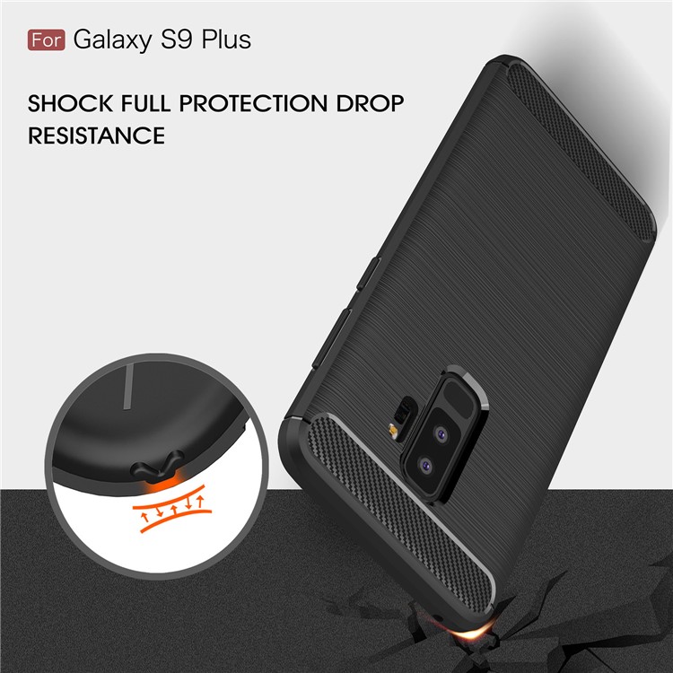 50PCS/Lot Carbon Fibre Brushed TPU Case for Samsung Galaxy S9+ SM-G965 - Black-6