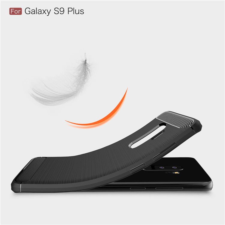 50PCS/Lot Carbon Fibre Brushed TPU Case for Samsung Galaxy S9+ SM-G965 - Black-7