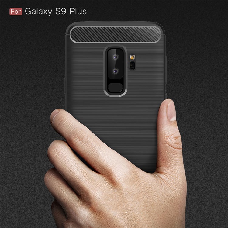 50PCS/Lot Carbon Fibre Brushed TPU Case for Samsung Galaxy S9+ SM-G965 - Black-8