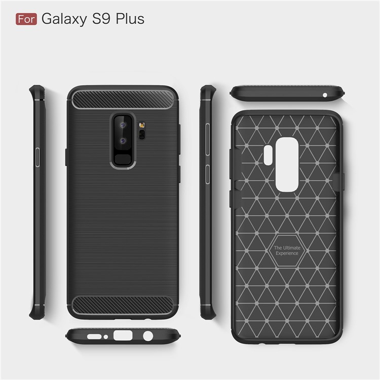 50PCS/Lot Carbon Fibre Brushed TPU Case for Samsung Galaxy S9+ SM-G965 - Black-9