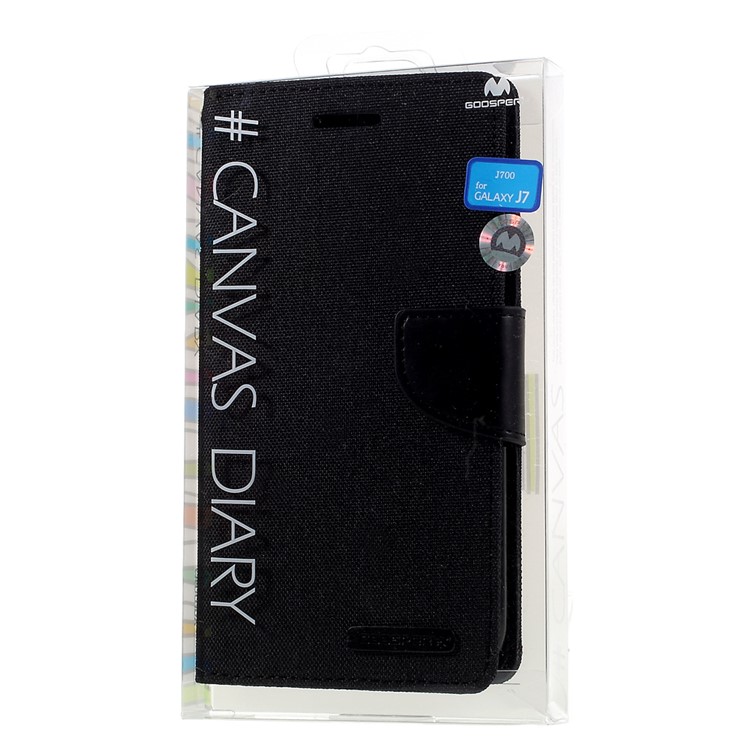 MERCURY GOOSPERY Canvas Leather Cover for Samsung Galaxy J7 SM-J700F - Black-10